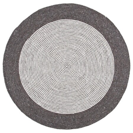 Safavieh 6 x 6 ft. Braided Contemporary Round Hand Woven Rug; Charcoal & Ivory BRD904H-6R
